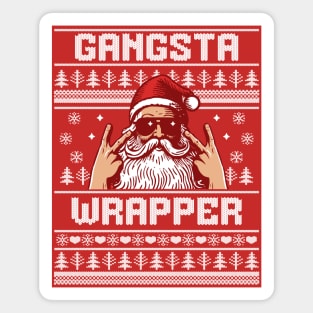 Gangsta Wrapper - Funny Santa Claus Ugly Christmas Sweater Magnet